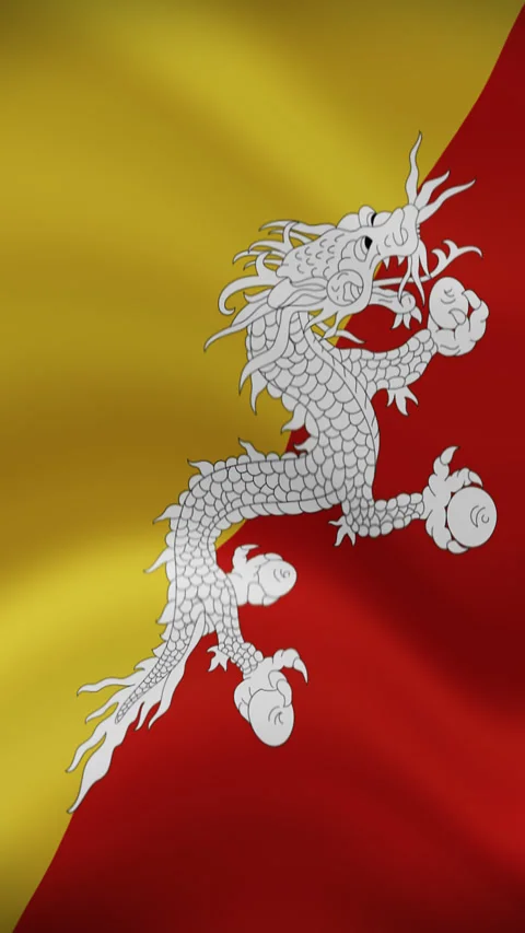 Bhutan Waving Flag in Vertical Orientation – Realistic Loop Animation Stock Footage 294948072