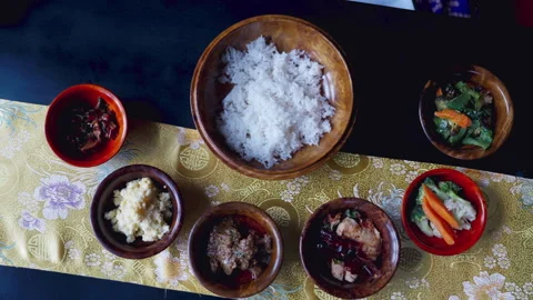 Bhutanese dish displayed Stock Footage 304368114