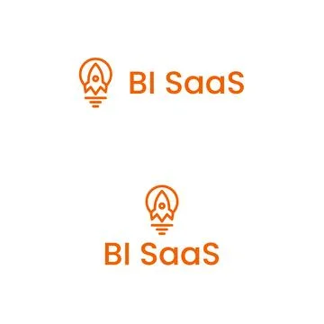 BI and analytics SaaS text with rocket and lightbulb logo Stock Illustration