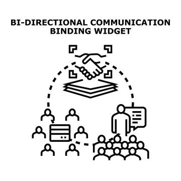 Bi directional communication binding widget concept presenting data exchange Stock Illustration