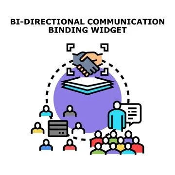 Bi directional communication binding widget concept presenting data exchange Stock Illustration
