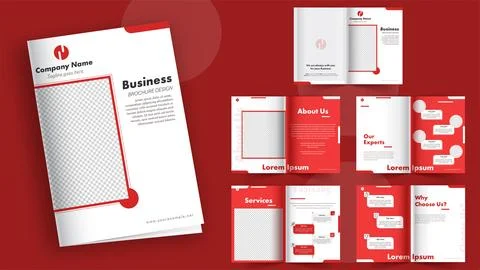 Bi-Fold Brochure Template Layout in Front and Back View for Business Concept. Stock Illustration