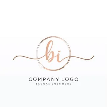 BI Initial handwriting logo design Stock Illustration