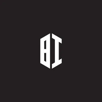 BI Logo monogram with hexagon shape style design template Illustrazione stock