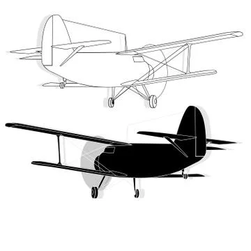 A bi plane isolated on sky. Stock Illustration