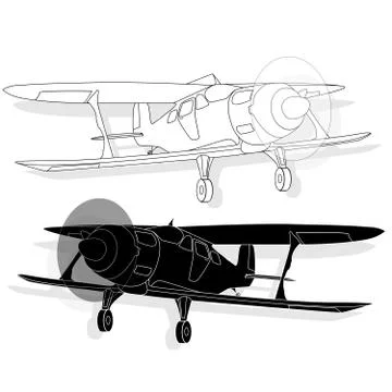 A bi plane isolated on sky. Stock Illustration
