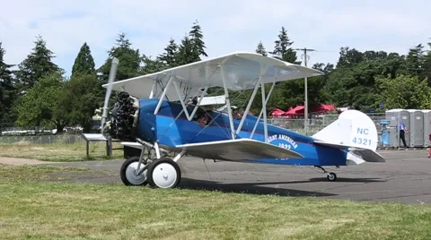 Bi-Plane Prepares for Take off Stock Footage 41978751