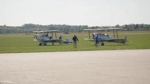 Bi plane prepares for takeoff Stock Footage 115057809