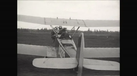 Bi-plane takes off 1930 Video stock 56161748
