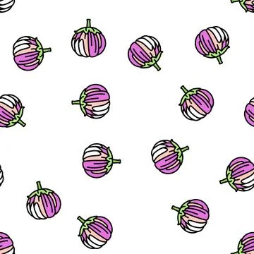 Bianca eggplant vector seamless pattern Stock Illustration