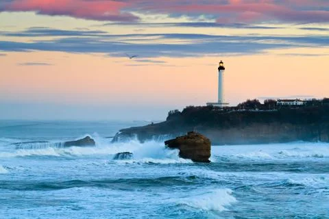 Biarritz lighthouse in the storm Foto stock