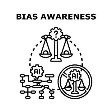 Bias awareness artificial intelligence ethical decision making concept Stock Illustration