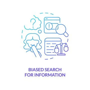 Biased search for information blue gradient concept icon Stock Illustration
