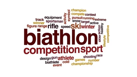 Biathlon animated word cloud, text design animation. Stock Footage 72672849