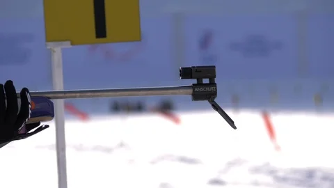 Biathlon. Close-Up Of The Muzzle Of A Rifle Video stock 87661716