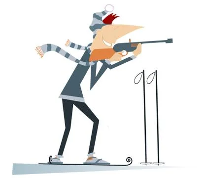 Biathlon competitor isolated Stock Illustration