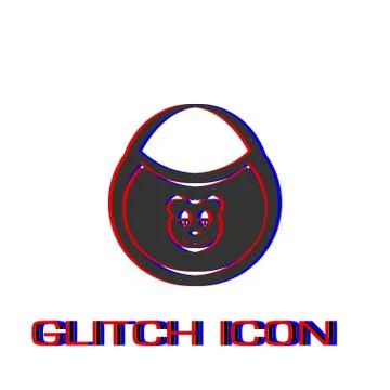 Bib with the image of bears icon flat. Stock Illustration