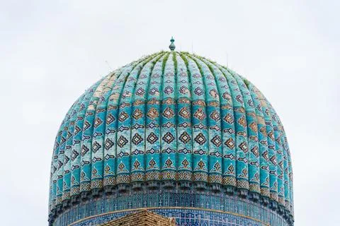 Bibi-Khanym Mosque dome, close-up, Samarkand Stockfoto's