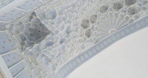 The Bibi-Khanym or Bibi-Hanim Mosque decoration details, Samarkand, Uzbekistan Stock Footage 251649672