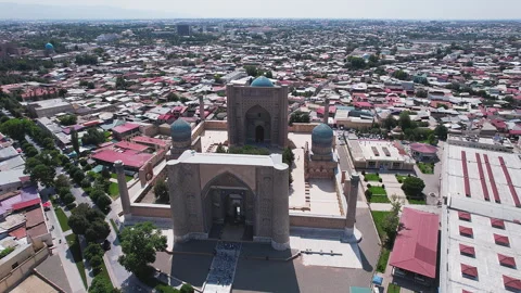 The Bibi-Khanym or Bibi-Hanim Mosque in the middle of Samarkand, Uzbekistan - Stock Footage 255438138