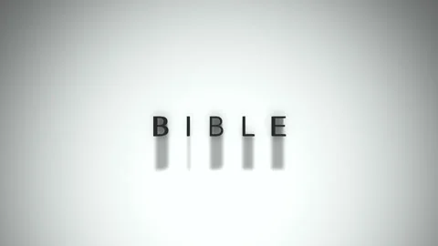 Bible 3D title animation matte black text on a white background Stock Footage 300715749