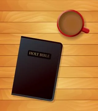 Bible and Coffee Devotional Concept Illustration Иллюстрация