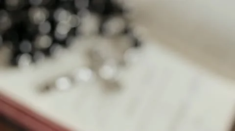 Bible and Rosary focus pull Video stock 11910358
