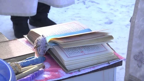 Bible. Blessing of water Stock Footage 71975480