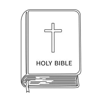 Bible book line drawn Editable stroke. Hand drawn simple holy bible book illu Stock Illustration