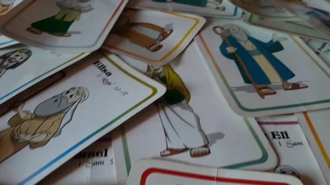 Bible character matching cards, interactive games, bible study game Stock Footage 289452361