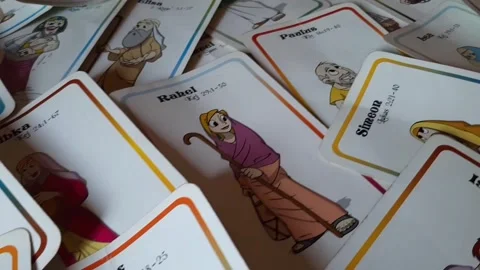 Bible character matching cards, interactive games, bible study game Stock Footage 289452411