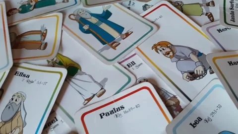 Bible character matching cards, interactive games, bible study game Stock Footage 289452416