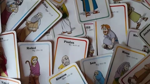 Bible character matching cards, interactive games, bible study game Stock Footage 289452442