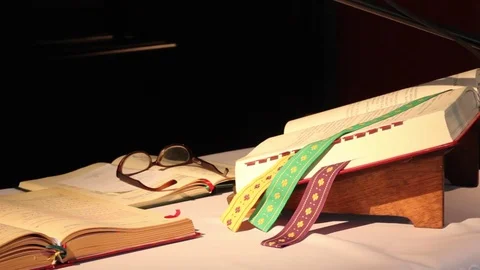 Bible in church on the table Stock Footage 71971710