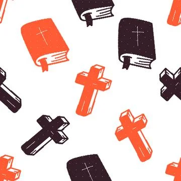 Bible Cross Dither Seamless Pattern. Vector seamless dithering pixel style .. Stock Illustration