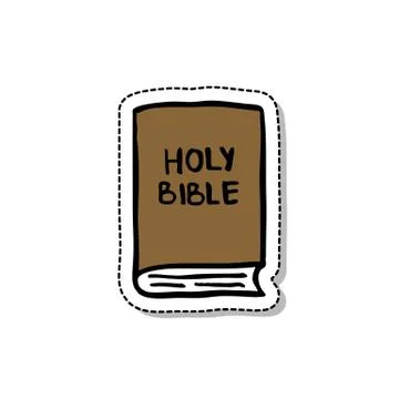 Bible doodle icon, vector sticker illustration Stock Illustration