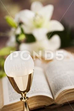 Bible, Eucharist, sacrament of communion background Stock Photo #90578920