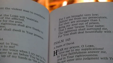 Bible in Front of Fireplace Stock Footage 8534350
