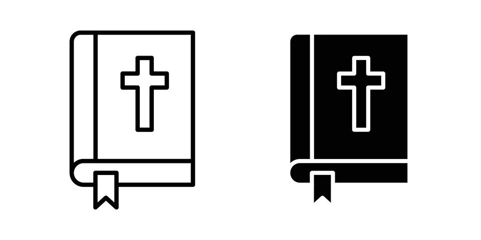 Bible icon linear versions pack on white background Illustrazione stock