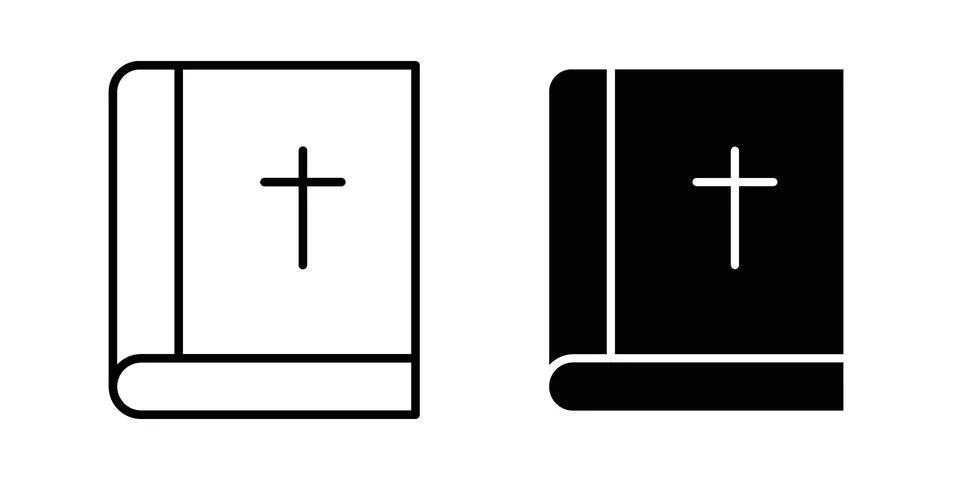 Bible icon linear versions pack on white background Stock Illustration