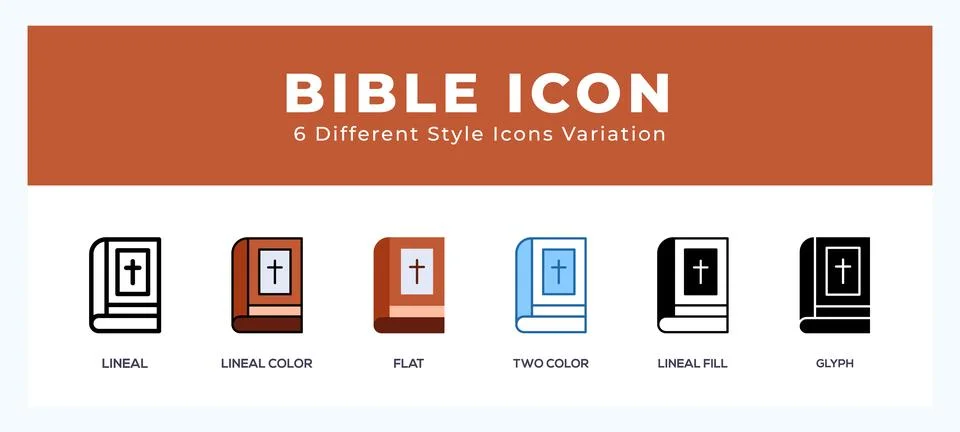 Bible icon set with different styles. Vector illustration. 库存插图