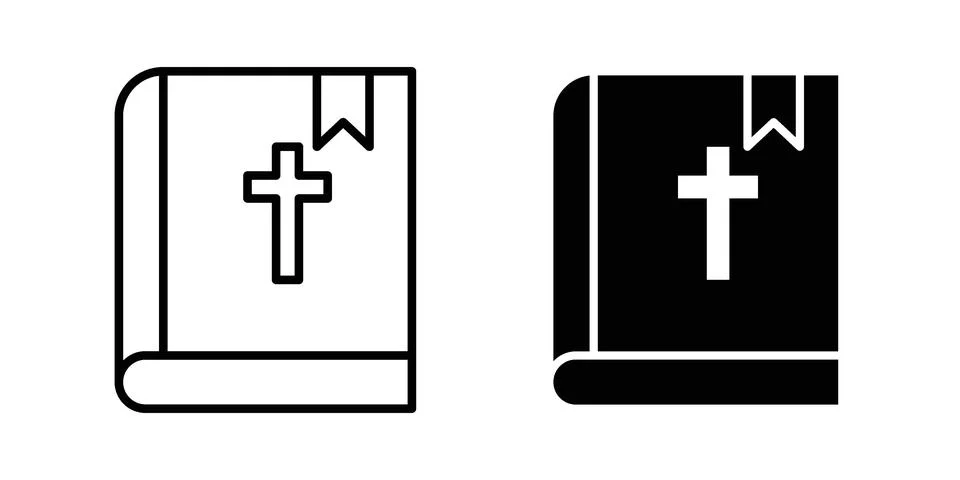 Bible icon silhouette vector set. thin line pack Stock Illustration