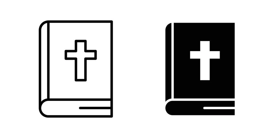 Bible icon solid, line, and editable vector set. Stock Illustration