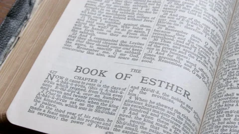 Bible open to the book of Esther Stock Footage 166638547