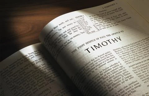 Bible Open To First Timothy Stock Photos