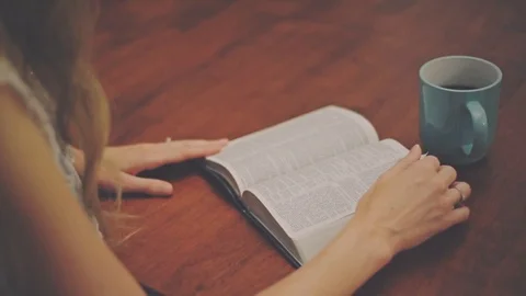 Bible Reading and Prayer Stock Footage 90995327