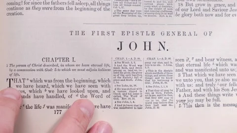 Bible Reading New Testament First John Video stock 293607358