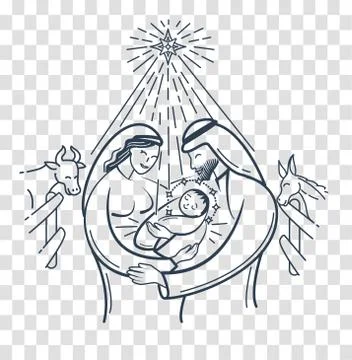 Bible scene the Nativity background Stock Illustration