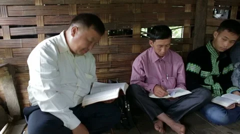 Bible Study in Laos Stock Footage 40074729