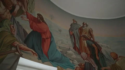 Bible Wall Murals in hall Stock Footage 141507176